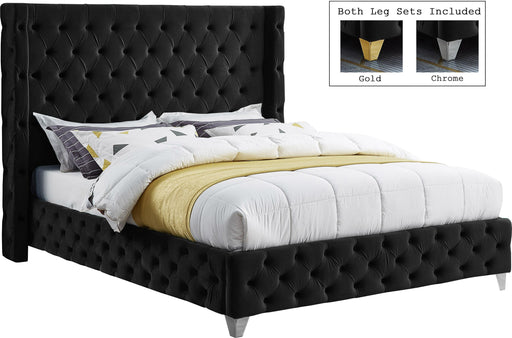 Savan Black Velvet King Bed - Furniture Stars (Chicago, IL)