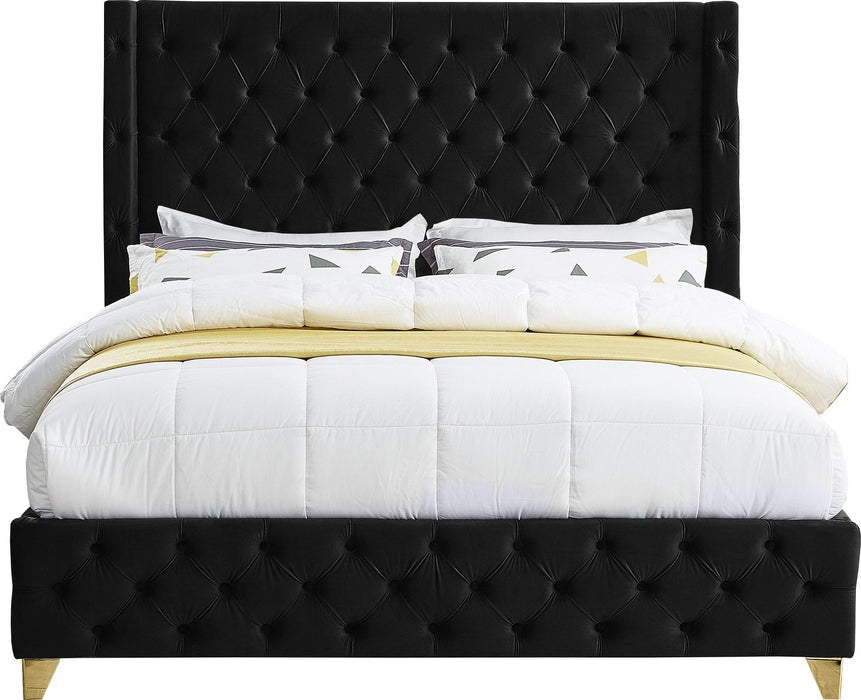 Savan Black Velvet King Bed - Furniture Stars (Chicago, IL)