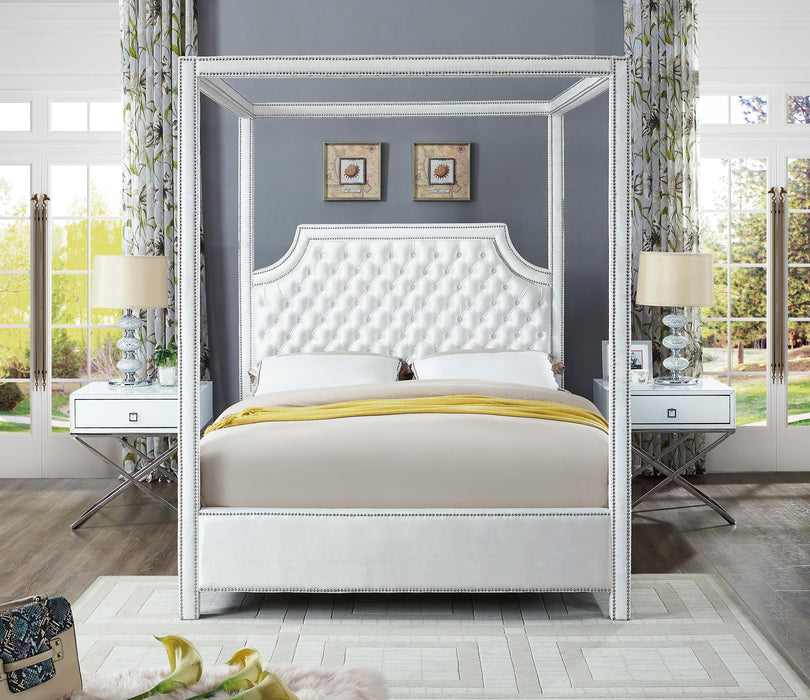 Rowan White Velvet Queen Bed (3 Boxes) - Furniture Stars (Chicago, IL)