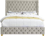 Savan Cream Velvet King Bed - Furniture Stars (Chicago, IL)