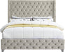 Savan Cream Velvet King Bed - Furniture Stars (Chicago, IL)