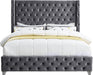 Savan Grey Velvet King Bed - Furniture Stars (Chicago, IL)