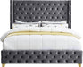 Savan Grey Velvet King Bed - Furniture Stars (Chicago, IL)