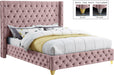 Savan Pink Velvet King Bed - Furniture Stars (Chicago, IL)