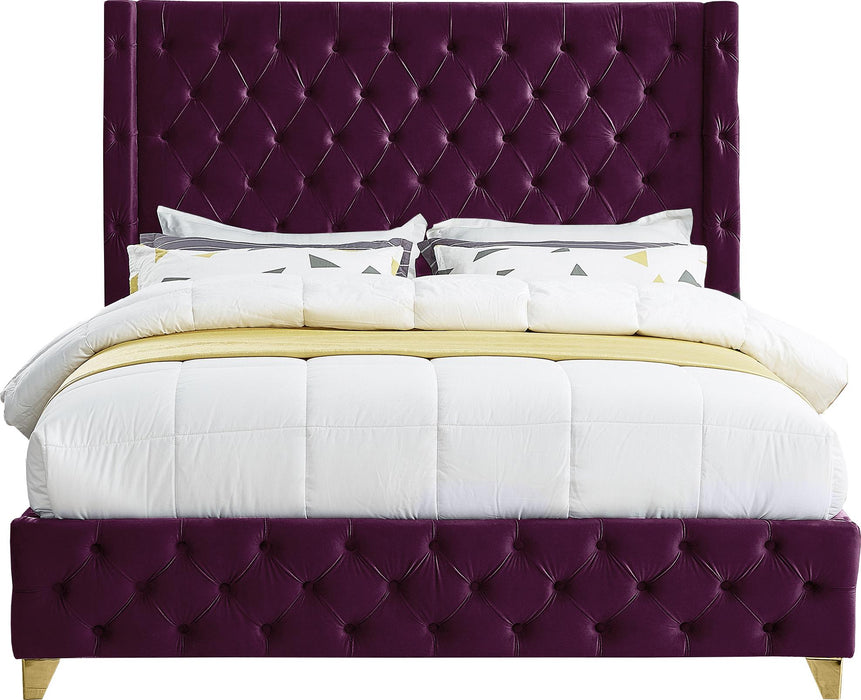 Savan Purple Velvet King Bed - Furniture Stars (Chicago, IL)
