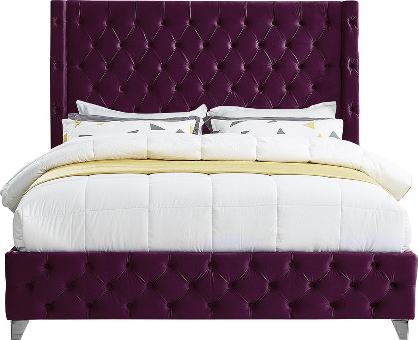 Savan Purple Velvet King Bed - Furniture Stars (Chicago, IL)