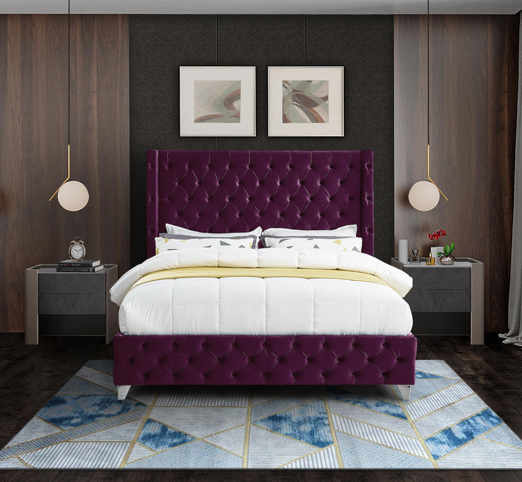Savan Purple Velvet King Bed - Furniture Stars (Chicago, IL)