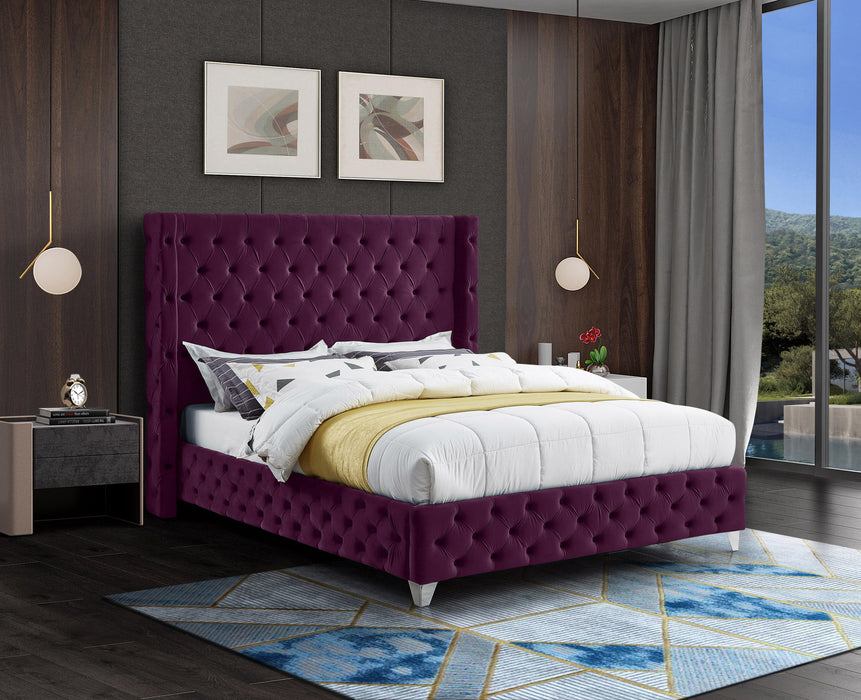 Savan Purple Velvet King Bed - Furniture Stars (Chicago, IL)