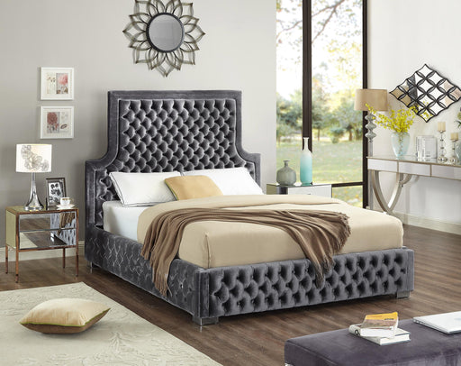 Sedona Grey Velvet Queen Bed - Furniture Stars (Chicago, IL)