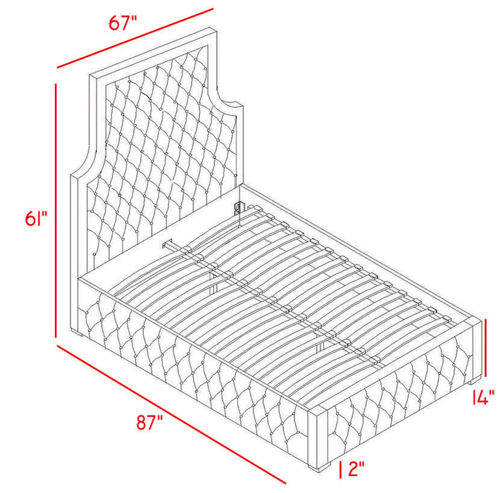 Sedona Grey Velvet Queen Bed - Furniture Stars (Chicago, IL)