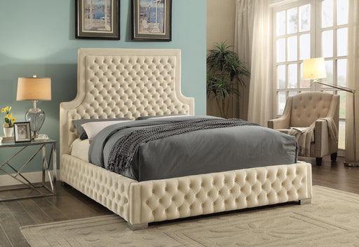 Sedona Cream Velvet Queen Bed - Furniture Stars (Chicago, IL)