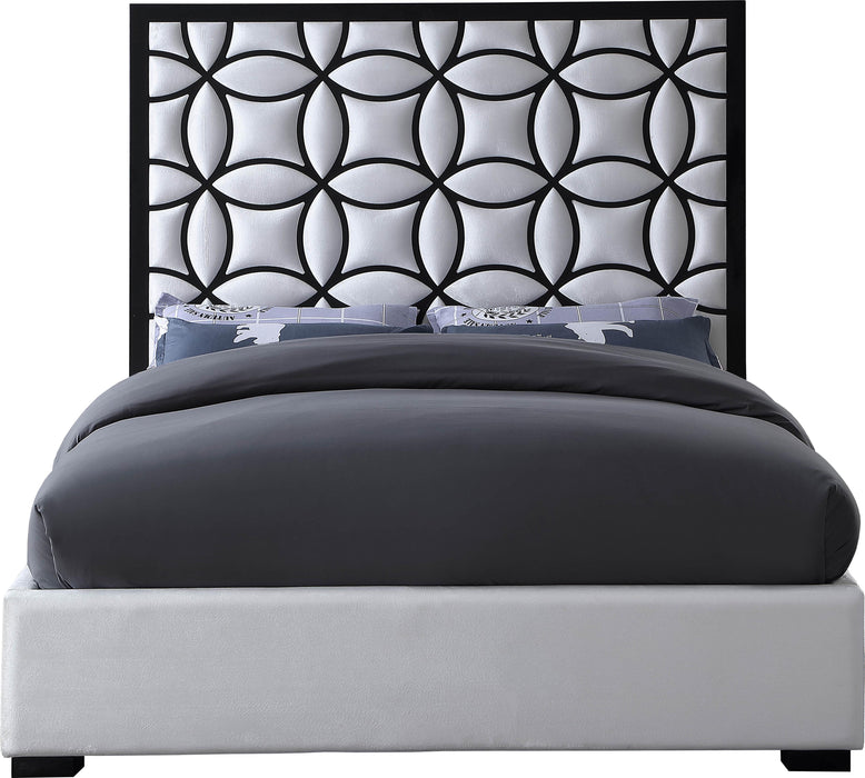 Taj White Velvet Queen Bed - Furniture Stars (Chicago, IL)