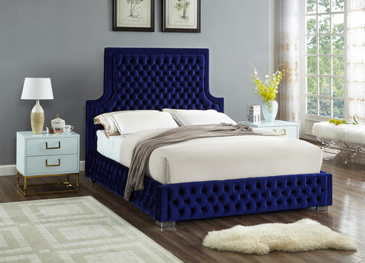 Sedona Navy Velvet Queen Bed - Furniture Stars (Chicago, IL)