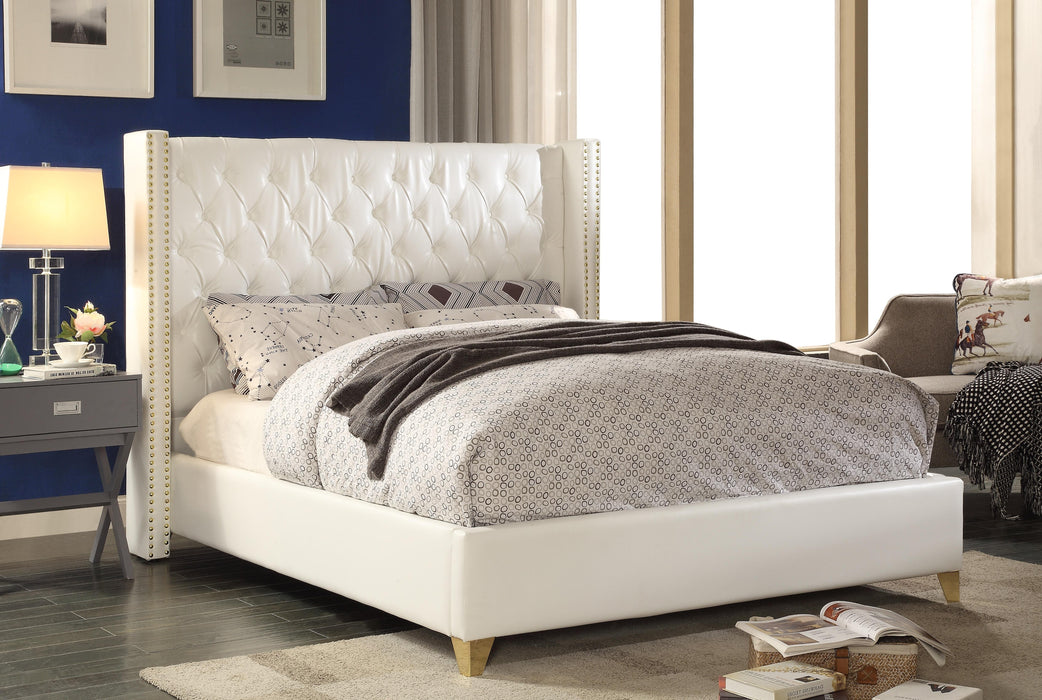 Soho White Bonded Leather Queen Bed - Furniture Stars (Chicago, IL)