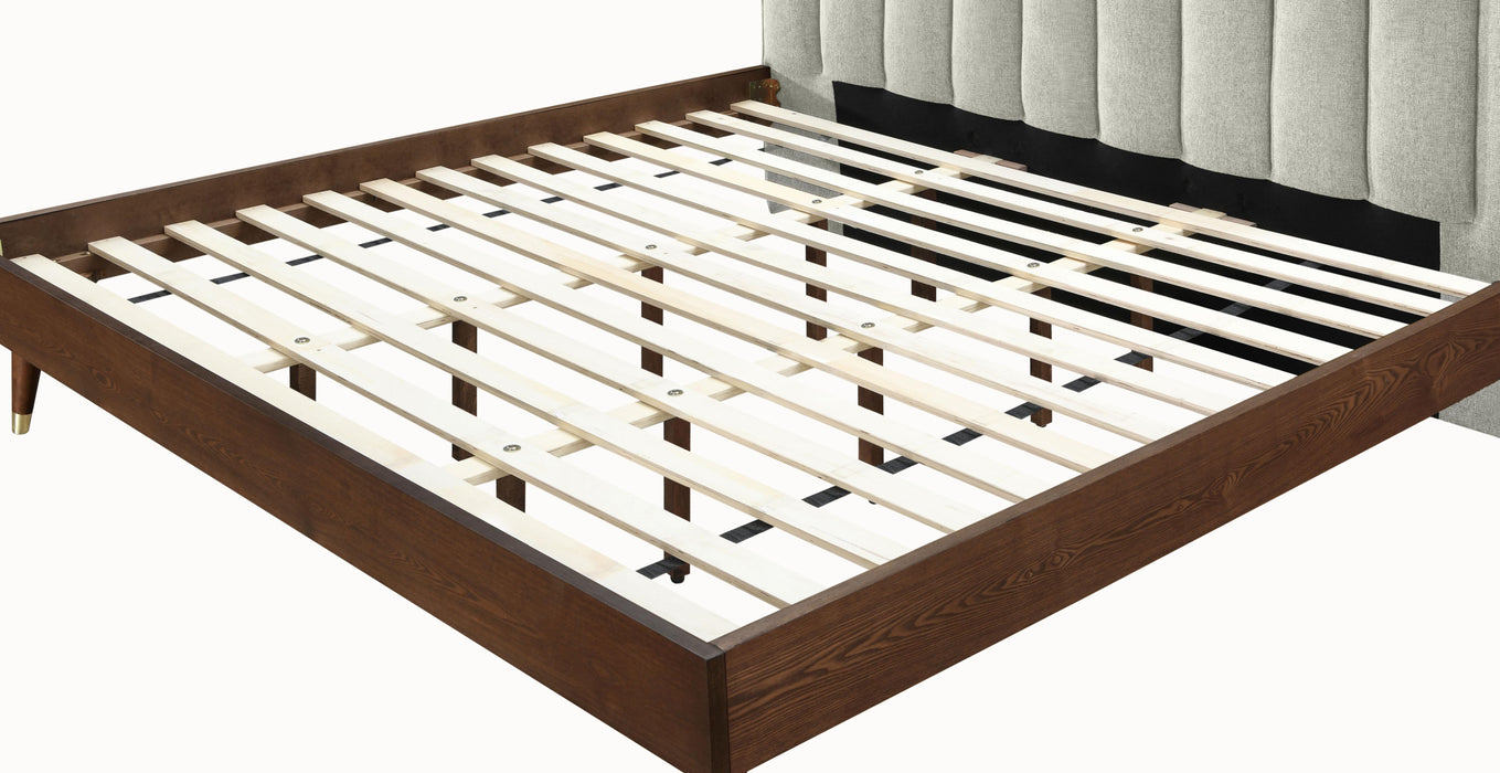 Vance Beige Linen Fabric Queen Bed (3 Boxes) - Furniture Stars (Chicago, IL)