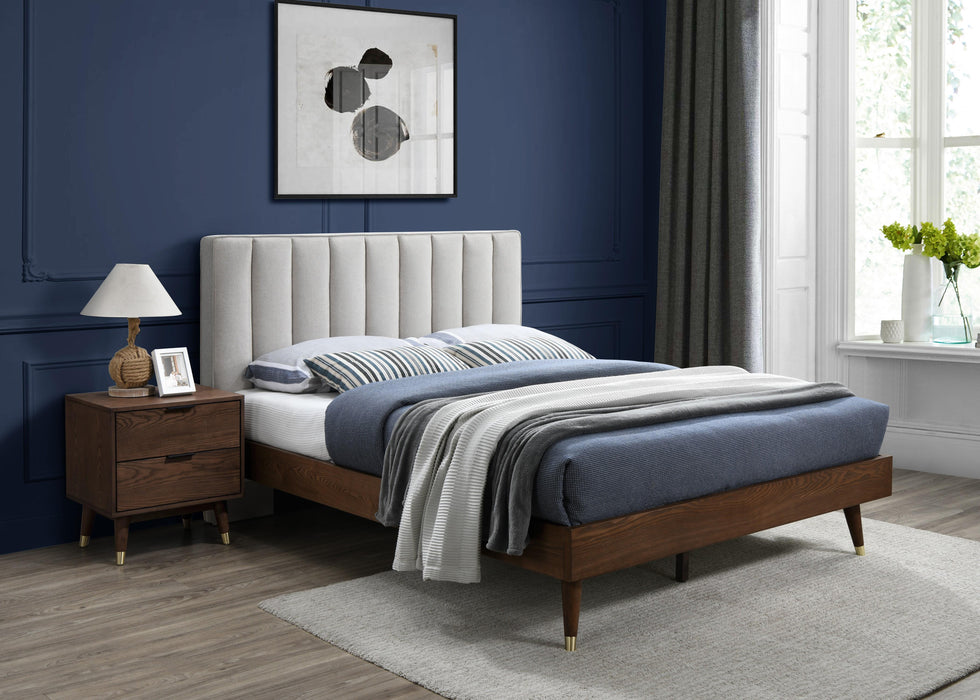 Vance Beige Linen Fabric Queen Bed (3 Boxes) - Furniture Stars (Chicago, IL)