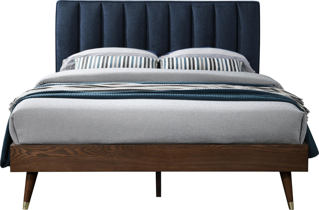 Vance Navy Linen Fabric Queen Bed (3 Boxes) - Furniture Stars (Chicago, IL)