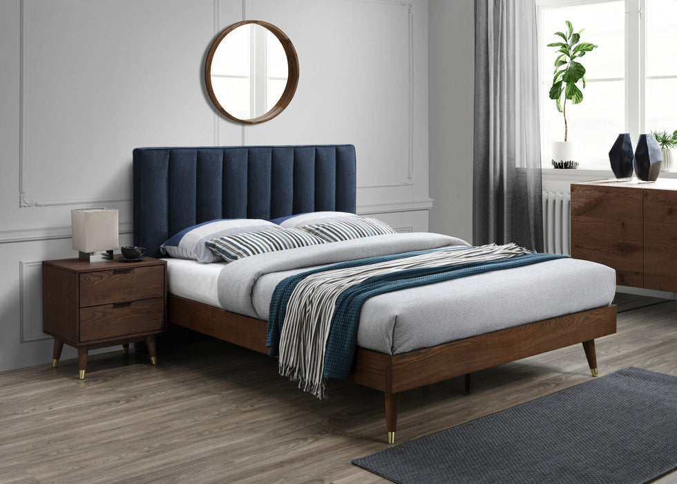 Vance Navy Linen Fabric Queen Bed (3 Boxes) - Furniture Stars (Chicago, IL)