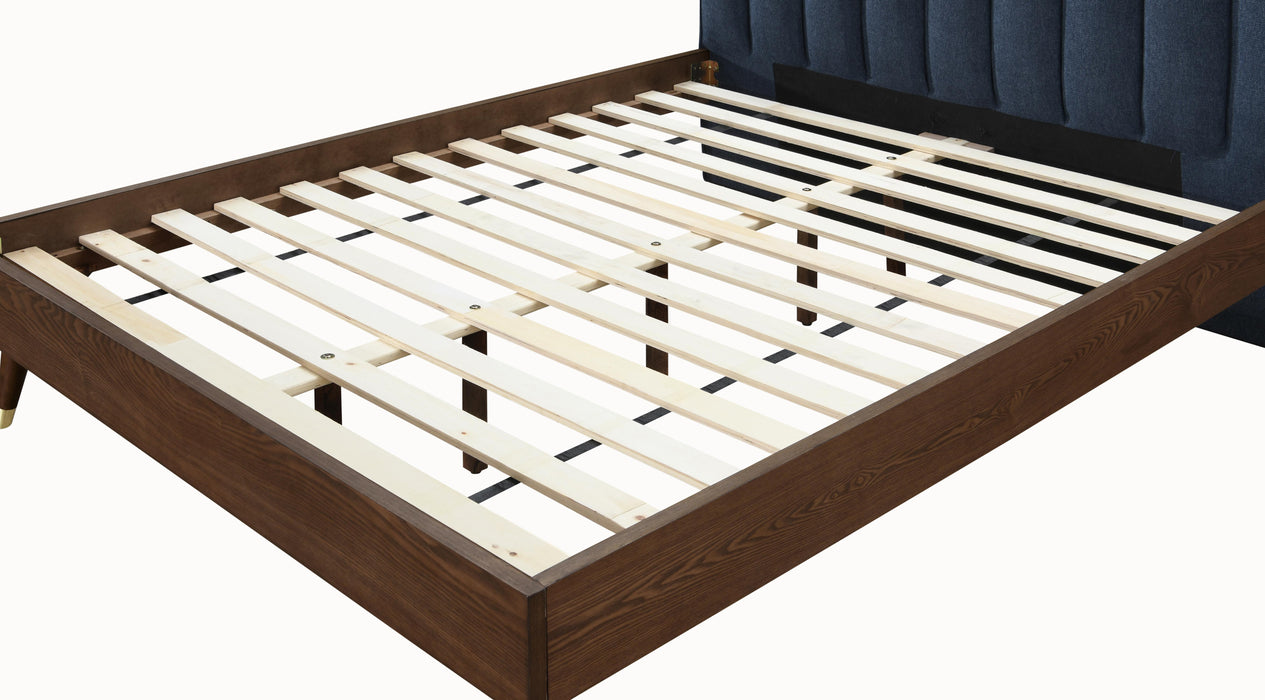 Vance Navy Linen Fabric Queen Bed (3 Boxes) - Furniture Stars (Chicago, IL)