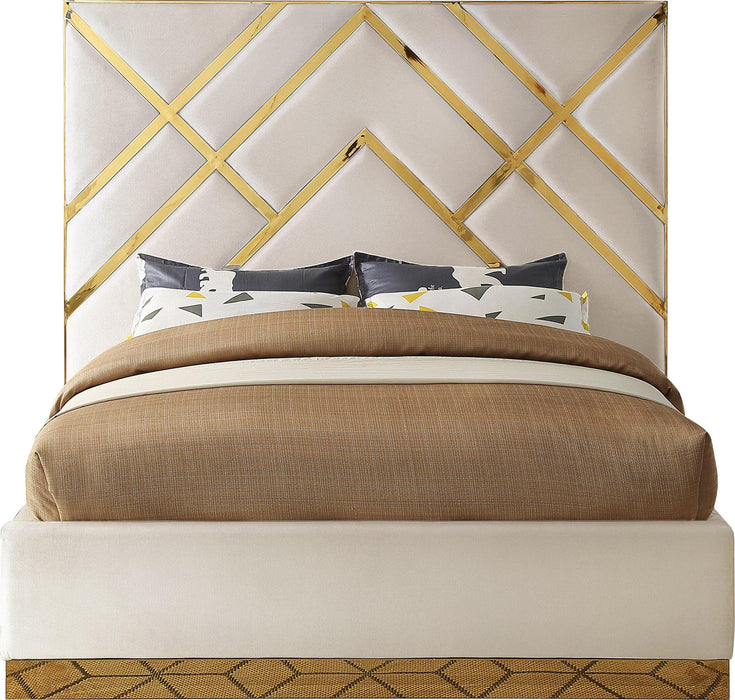 Vector Cream  Velvet Queen Bed - Furniture Stars (Chicago, IL)