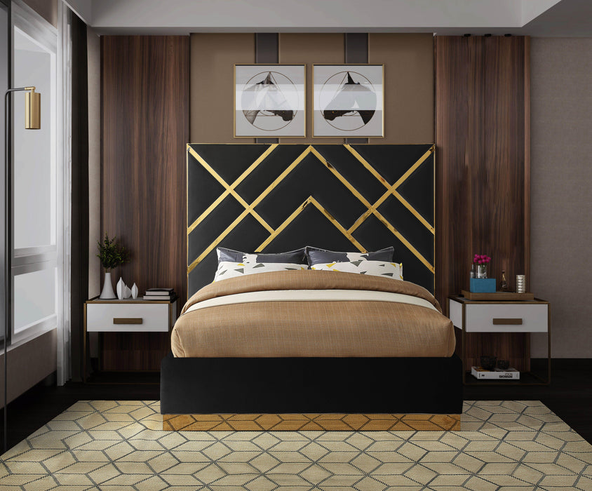 Vector Black Velvet Queen Bed - Furniture Stars (Chicago, IL)