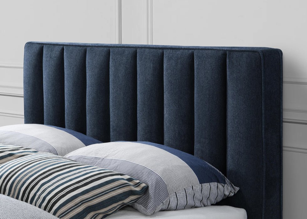 Vance Navy Linen Fabric Queen Bed (3 Boxes) - Furniture Stars (Chicago, IL)