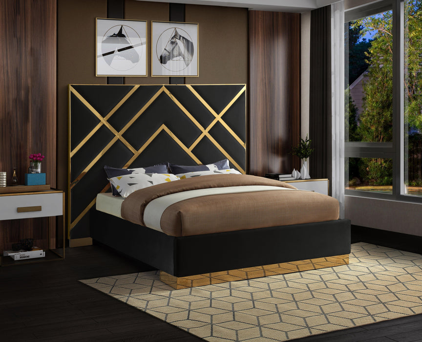 Vector Black Velvet King Bed