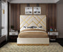 Vector Cream  Velvet Queen Bed - Furniture Stars (Chicago, IL)