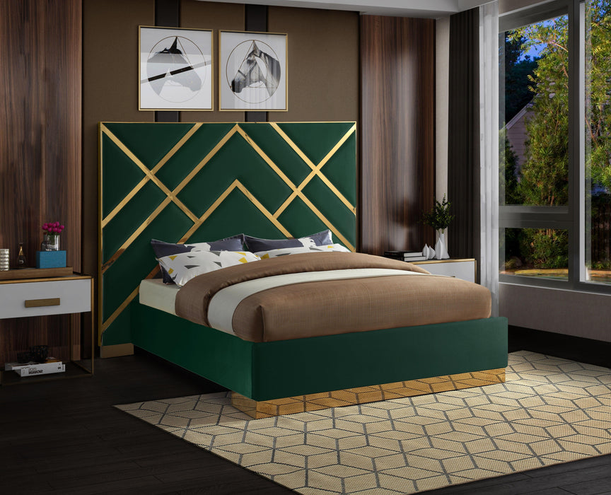 Vector Green Velvet Queen Bed - Furniture Stars (Chicago, IL)