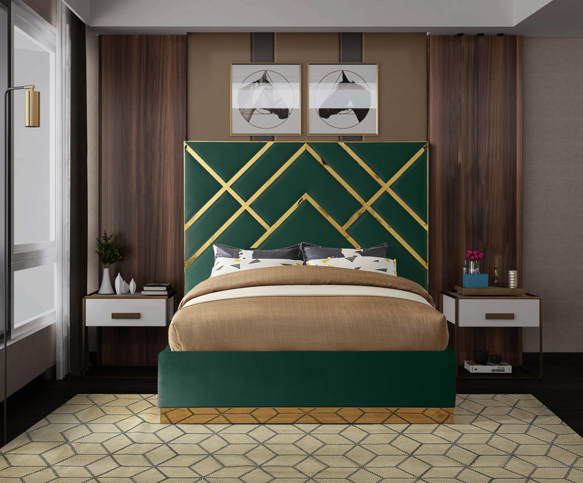 Vector Green Velvet Queen Bed - Furniture Stars (Chicago, IL)