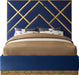 Vector Navy Velvet Queen Bed - Furniture Stars (Chicago, IL)