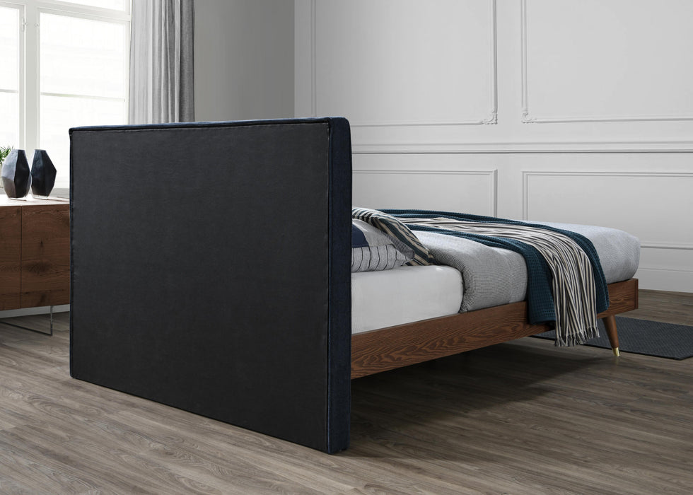 Vance Navy Linen Fabric Queen Bed (3 Boxes) - Furniture Stars (Chicago, IL)