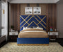 Vector Navy Velvet Queen Bed - Furniture Stars (Chicago, IL)
