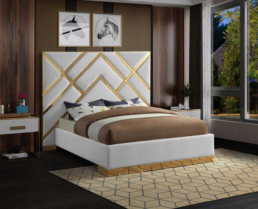Vector White Faux Leather Queen Bed - Furniture Stars (Chicago, IL)