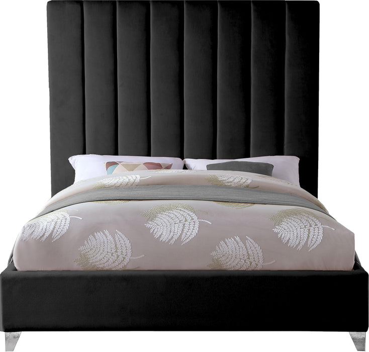 Via Black Velvet Queen Bed - Furniture Stars (Chicago, IL)