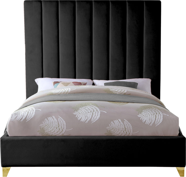 Via Black Velvet King Bed - Furniture Stars (Chicago, IL)