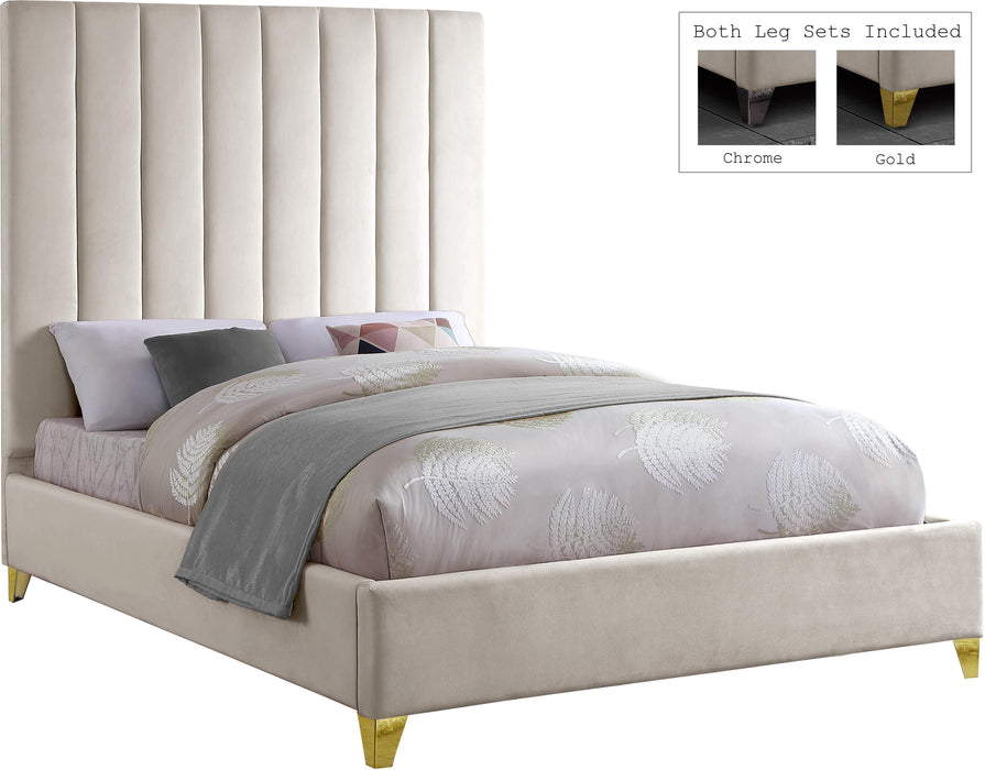 Via Cream Velvet Queen Bed image