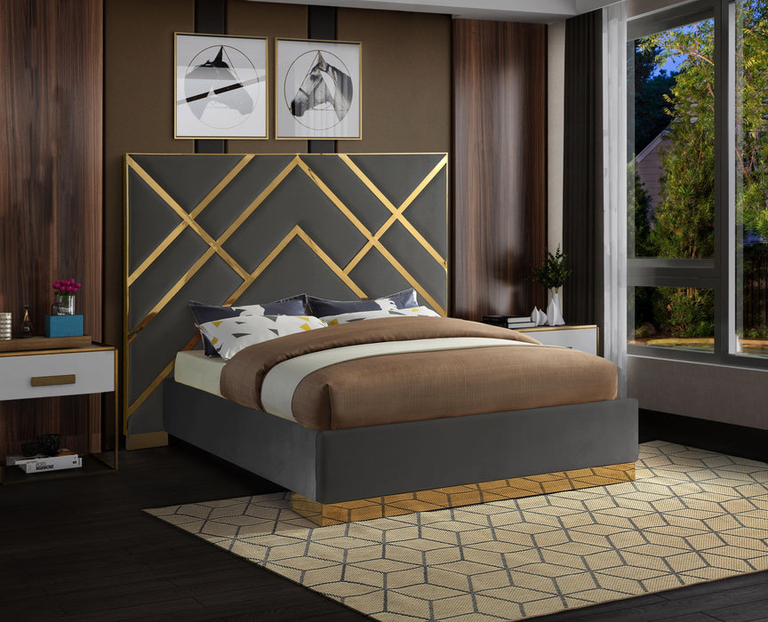 Vector Grey Velvet Queen Bed - Furniture Stars (Chicago, IL)