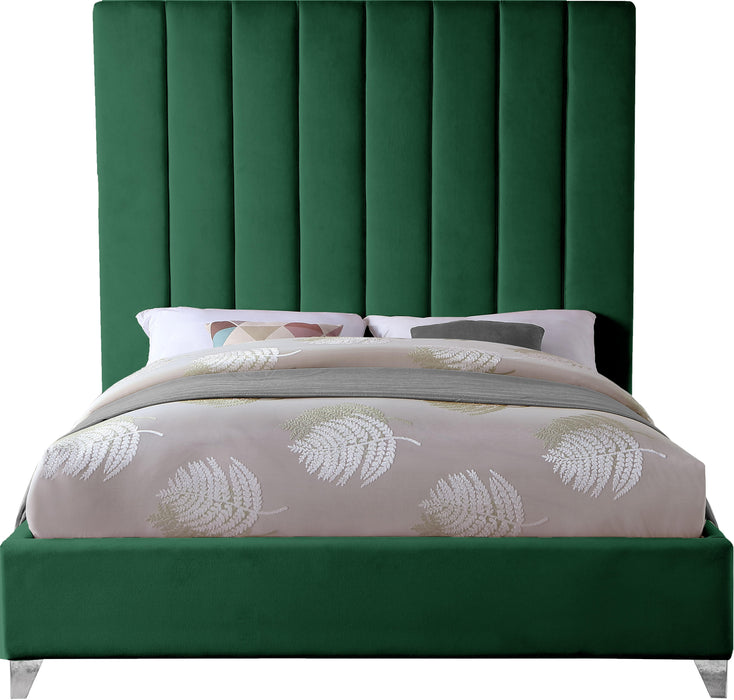 Via Green Velvet Queen Bed - Furniture Stars (Chicago, IL)
