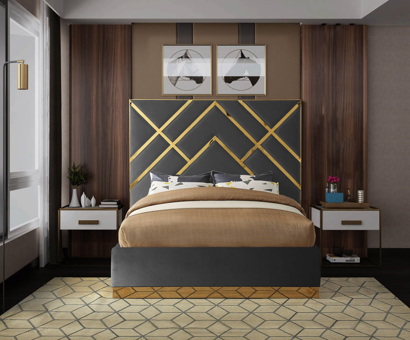 Vector Grey Velvet Queen Bed - Furniture Stars (Chicago, IL)