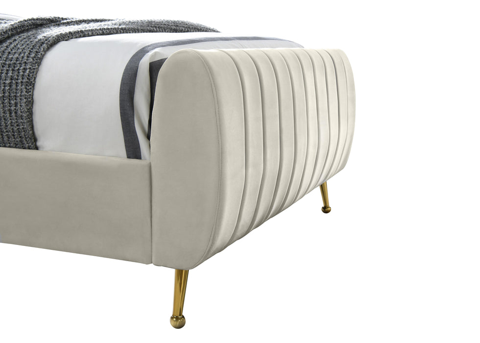 Zara Cream Velvet King Bed (3 Boxes) - Furniture Stars (Chicago, IL)
