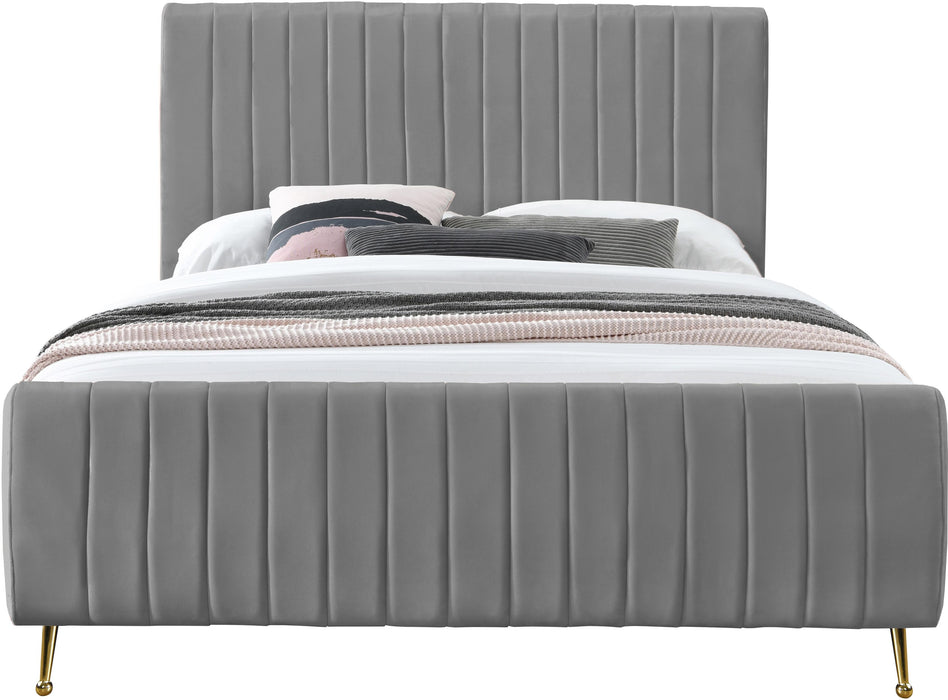 Zara Grey Velvet King Bed (3 Boxes) - Furniture Stars (Chicago, IL)