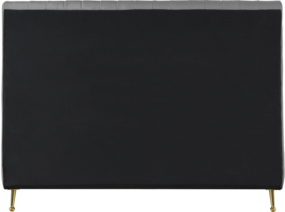 Zara Grey Velvet King Bed (3 Boxes) - Furniture Stars (Chicago, IL)