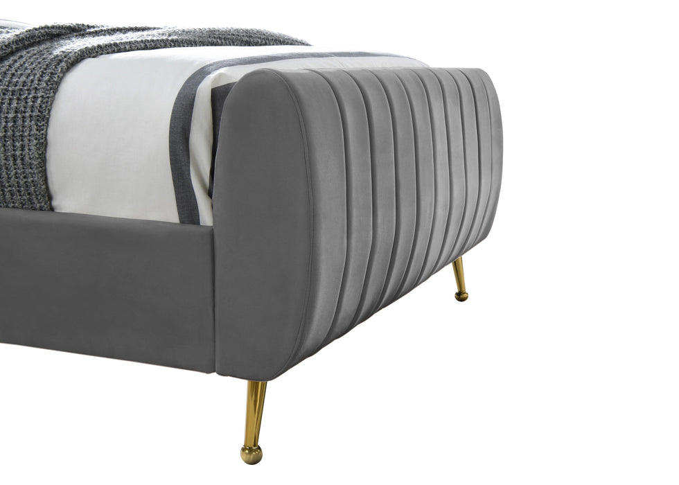 Zara Grey Velvet King Bed (3 Boxes) - Furniture Stars (Chicago, IL)