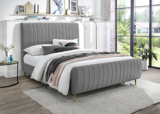 Zara Grey Velvet King Bed (3 Boxes) - Furniture Stars (Chicago, IL)