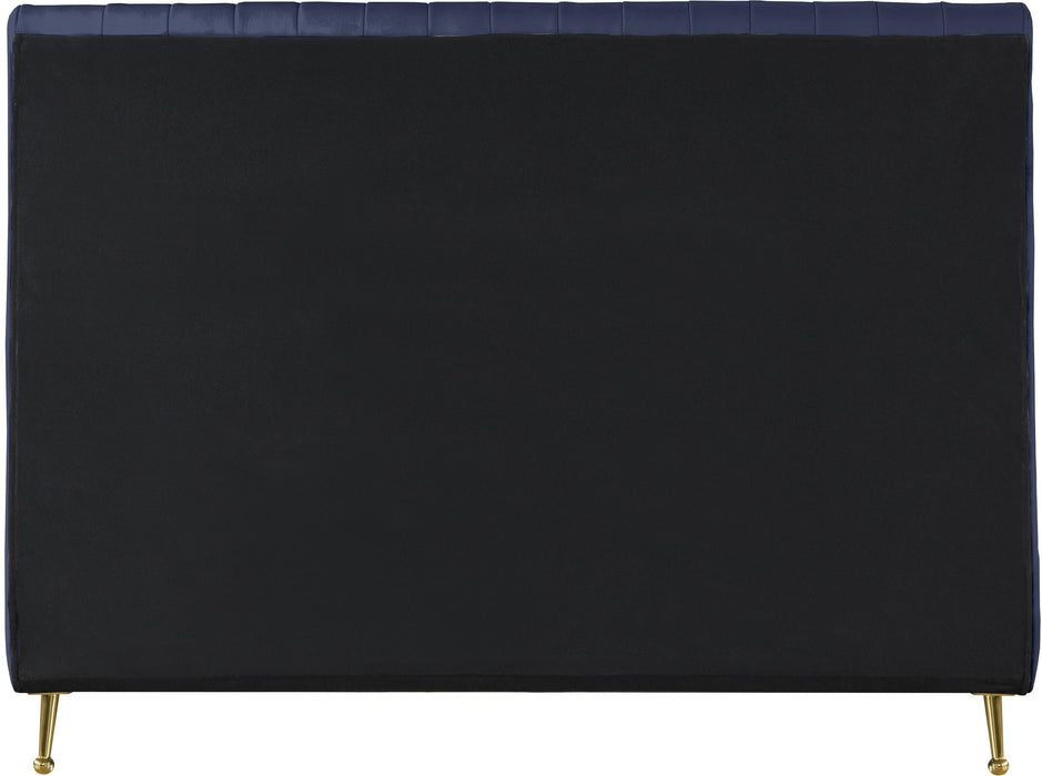 Zara Navy Velvet Queen Bed (3 Boxes) - Furniture Stars (Chicago, IL)