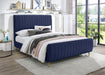Zara Navy Velvet Queen Bed (3 Boxes) - Furniture Stars (Chicago, IL)