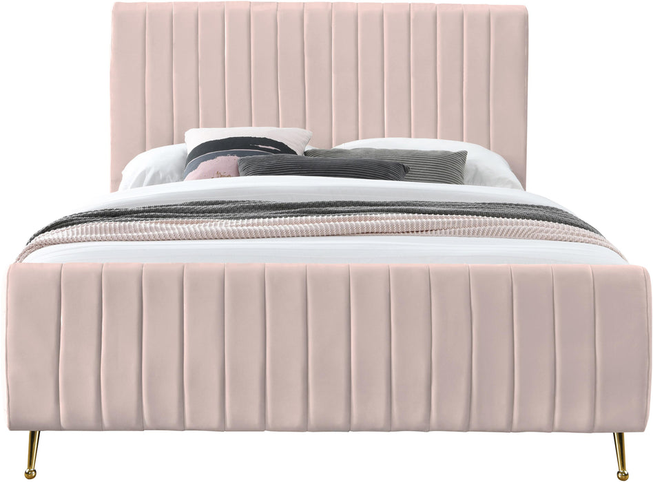 Zara Pink Velvet Queen Bed (3 Boxes) - Furniture Stars (Chicago, IL)