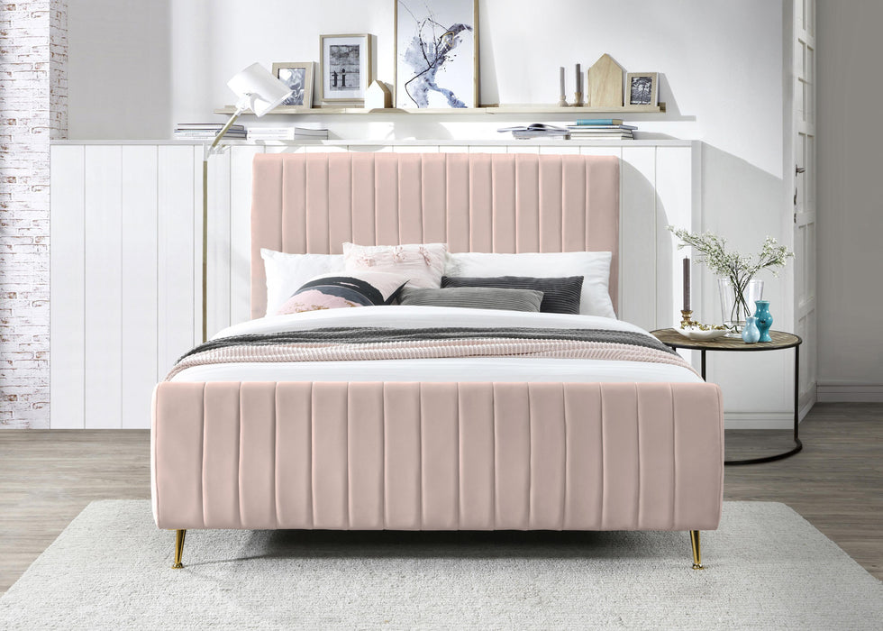 Zara Pink Velvet King Bed (3 Boxes) - Furniture Stars (Chicago, IL)