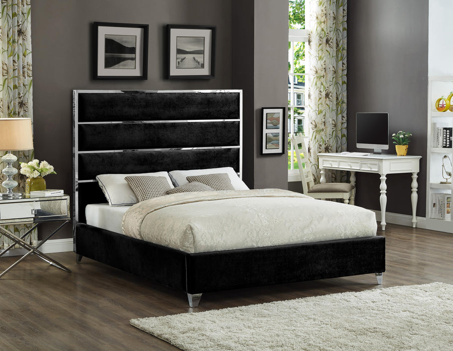 Zuma Black Velvet Queen Bed - Furniture Stars (Chicago, IL)